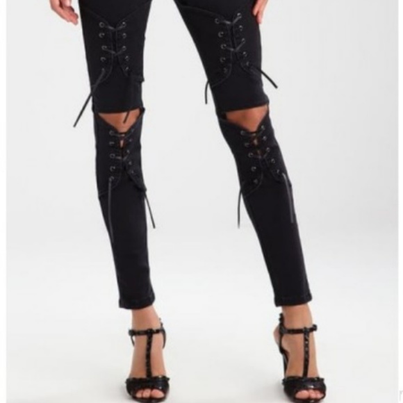 Women's NEW Missguided Black Corset Saddle Cowboy High Waist Jeans, SZ: 4 - NWT - Picture 3 of 3